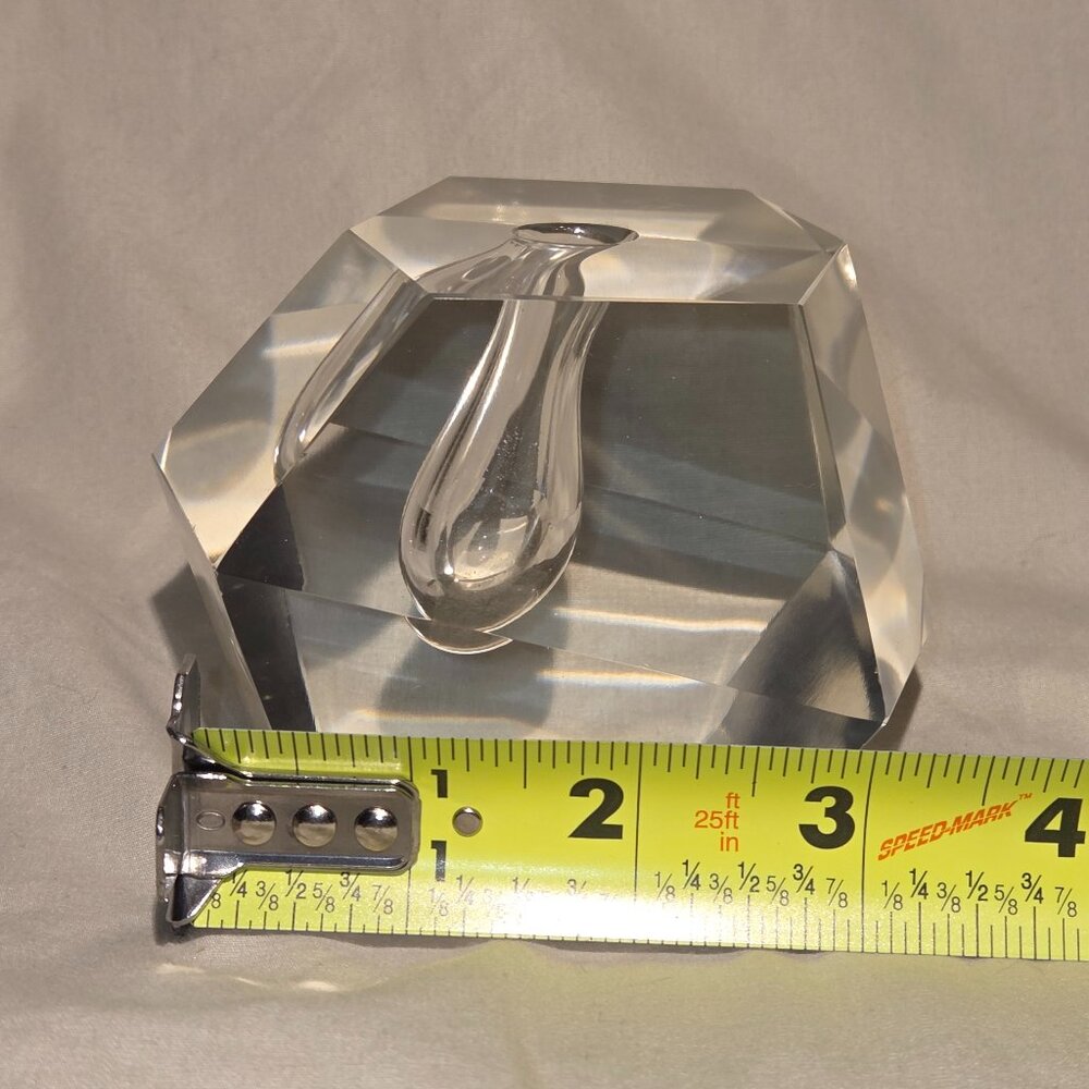 Vintage Scandinavian Style Faceted Clear Glass Bud Vase / Paperweight – Unmarked